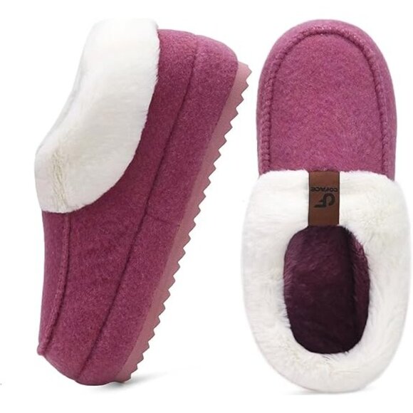 COFACE Womens Warm House Slippers Fuzzy Moccasin Pink slippers NWT Size 8 - Picture 2 of 10
